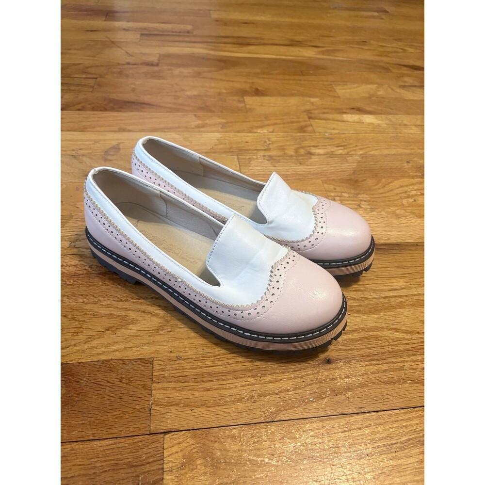 Pixie Cove Pink and White Loafers Size 38